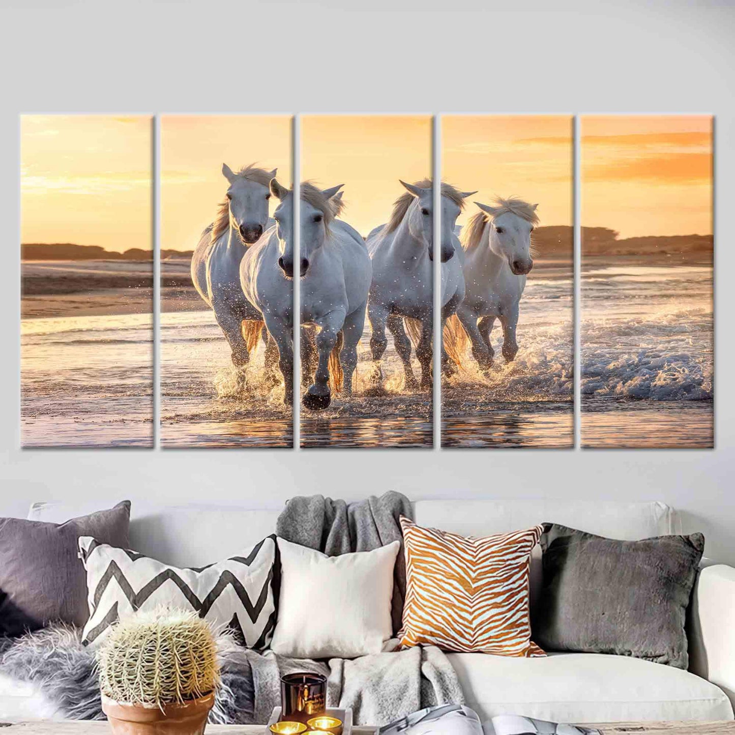 Running Horses Sea Canvas Print