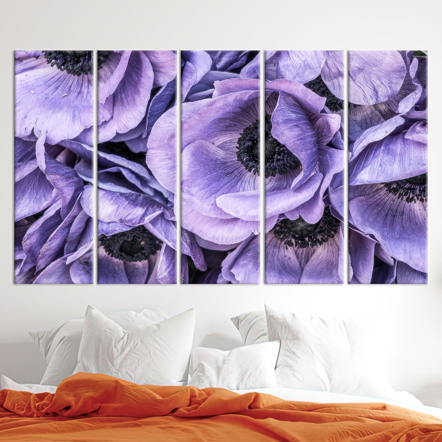 Purple Anemone Flower Bouquet Canvas Print