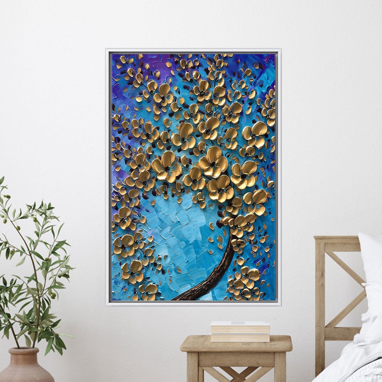 Golden Flower Botanical Canvas Print