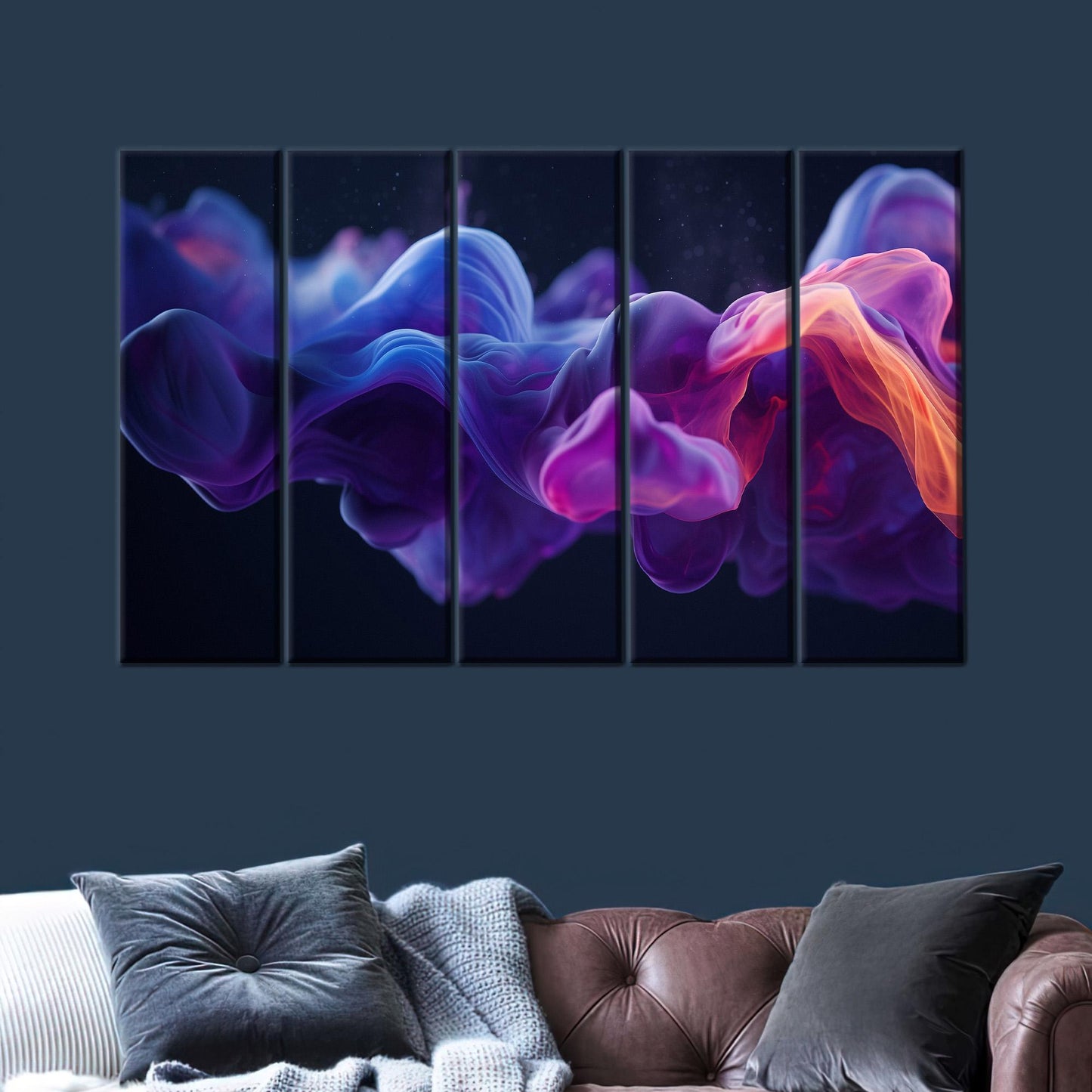 Abstract Blue Purple Smoke Digital Canvas Print