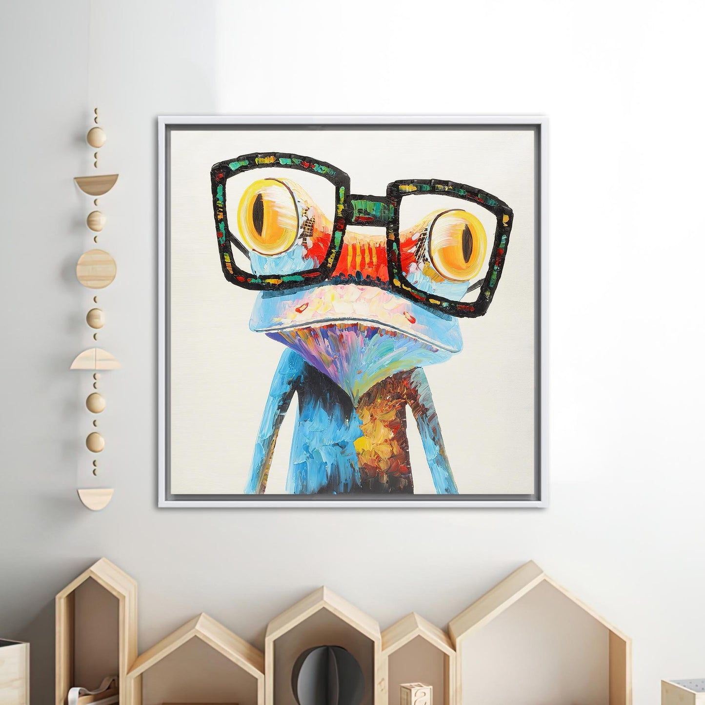 Rainbow Frog Glasses Fun Colorful Canvas Print