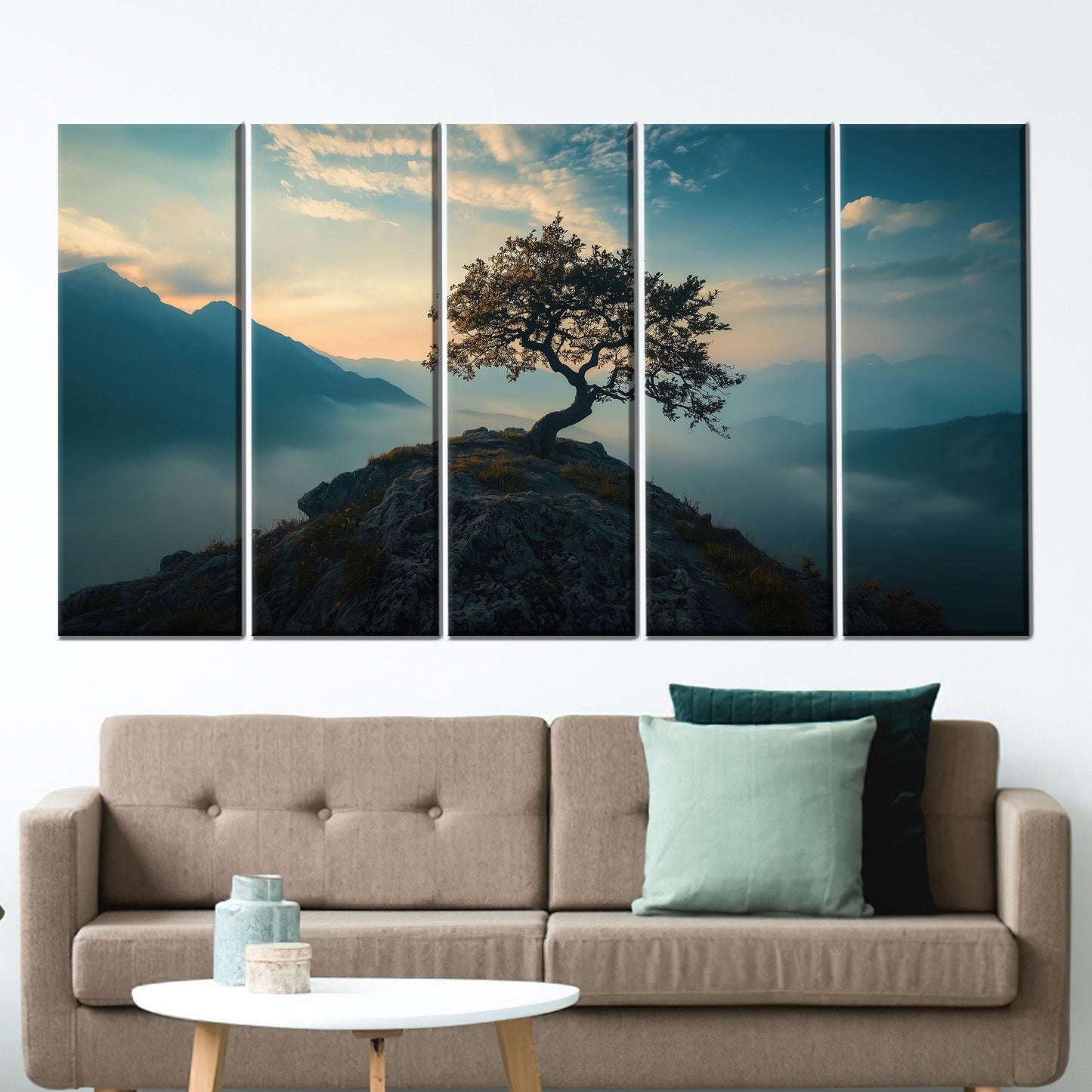 Lone Tree Mountain Serene Sunset Canvas Print