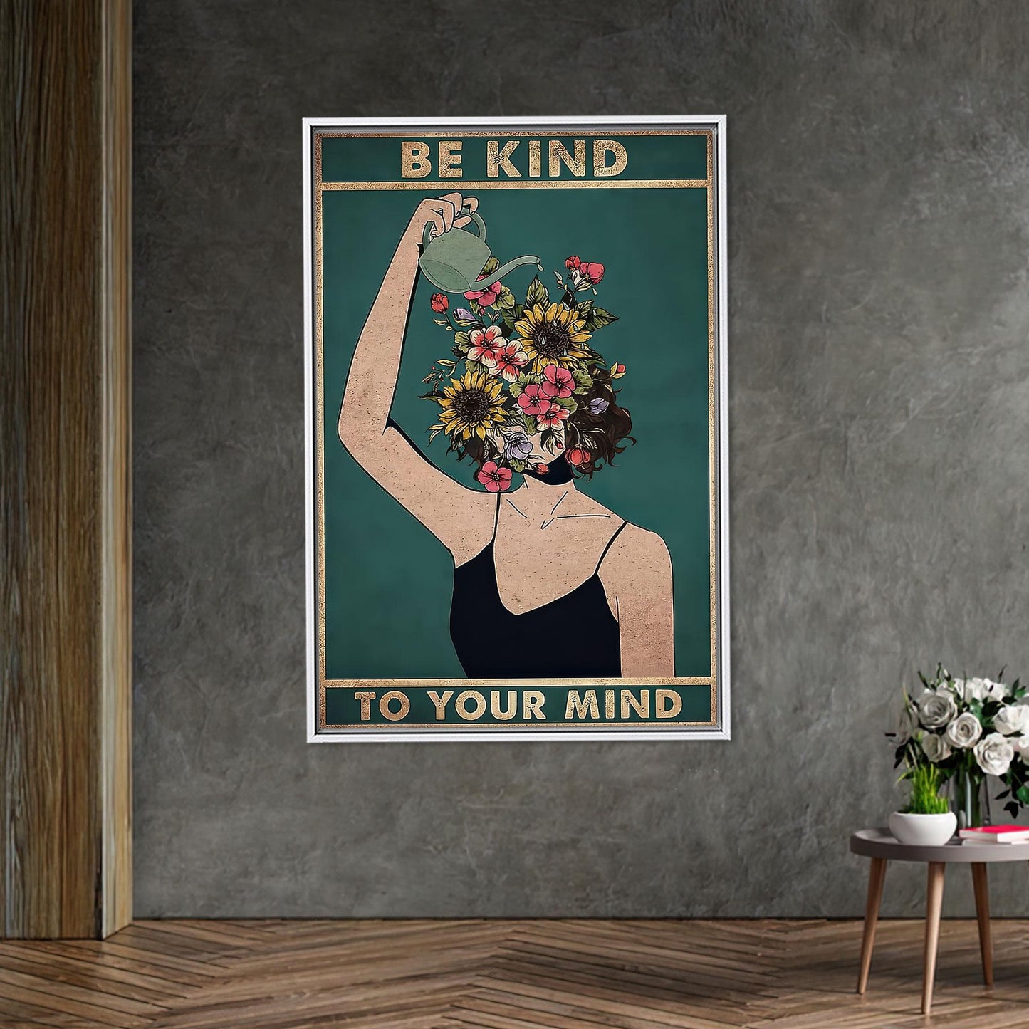 Floral Head Mental Health Inspirational Canvas Print