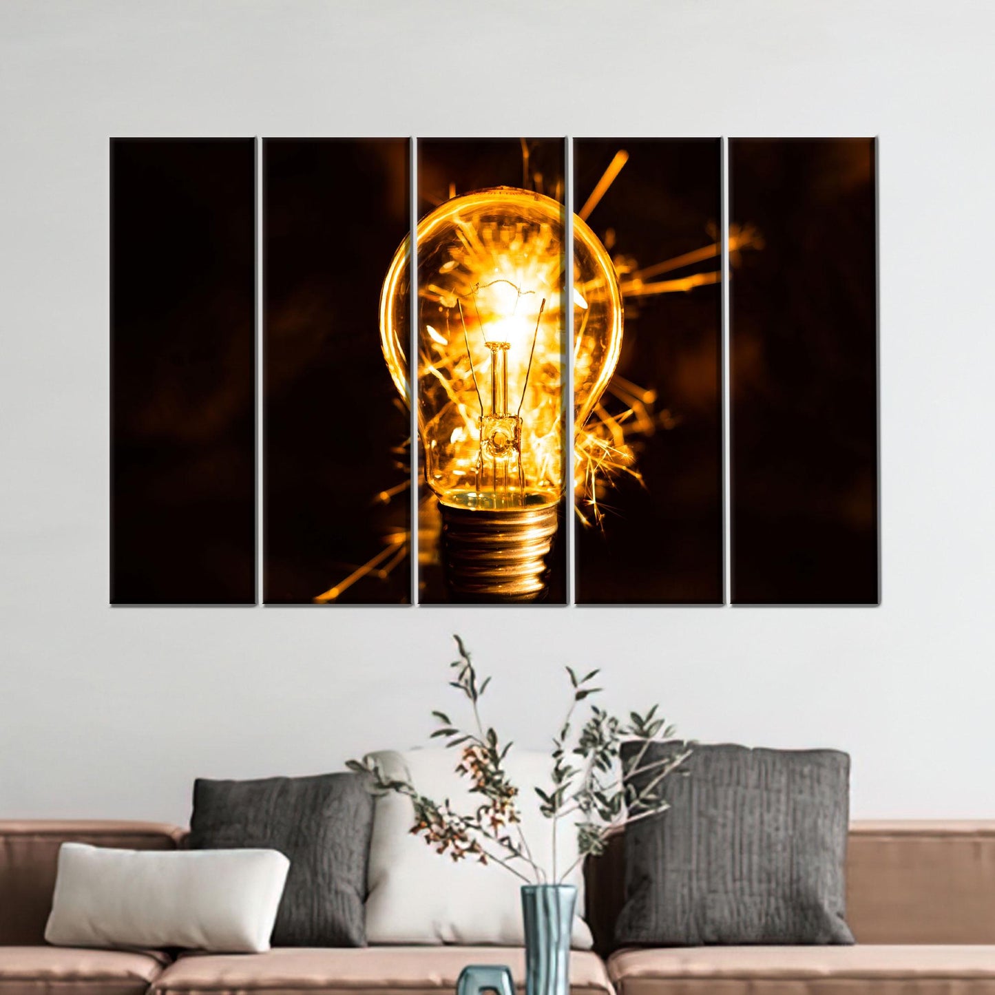 Glowing Light Bulb Spark Electric Canvas Print