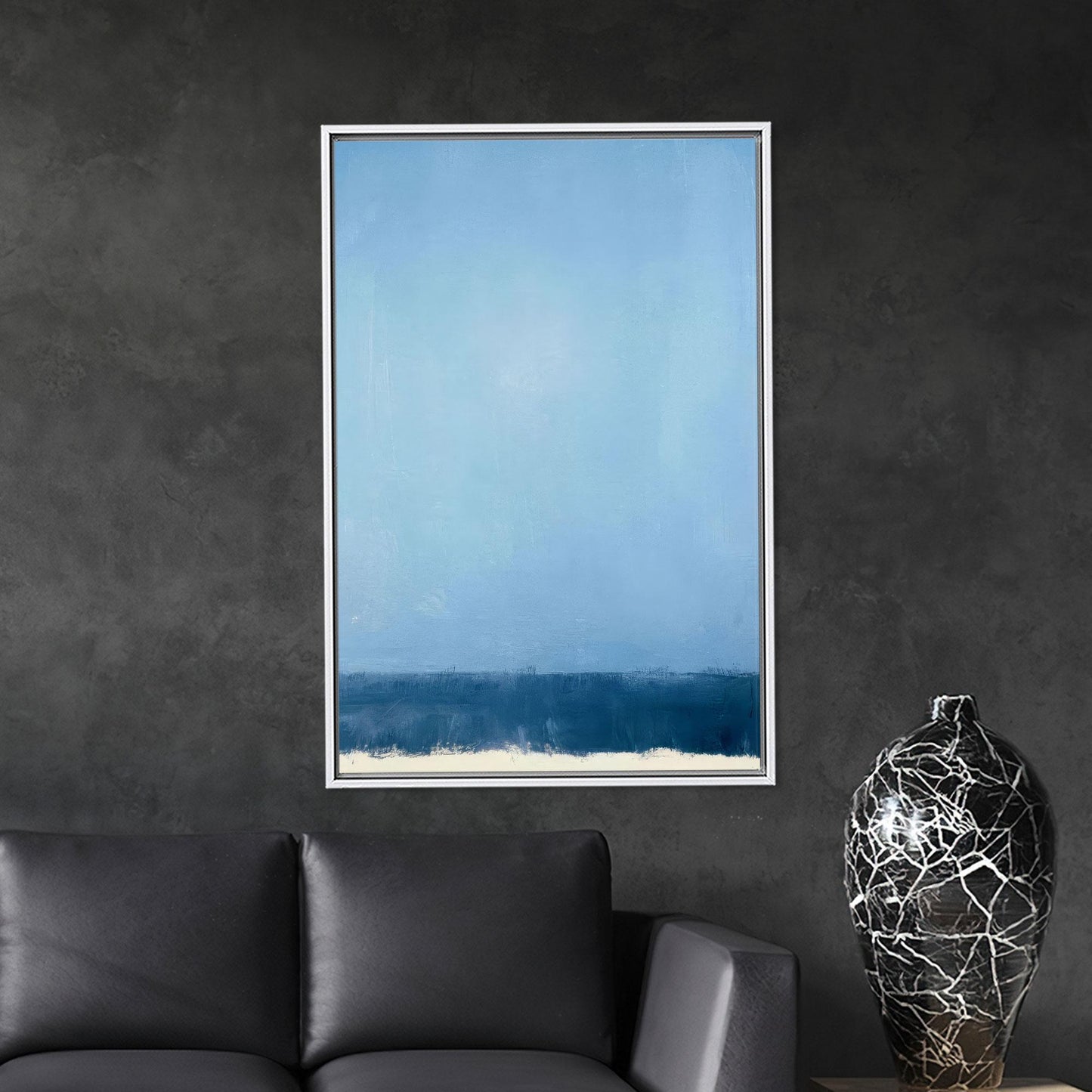 Blue Abstract Ocean Horizon Calm Canvas Print