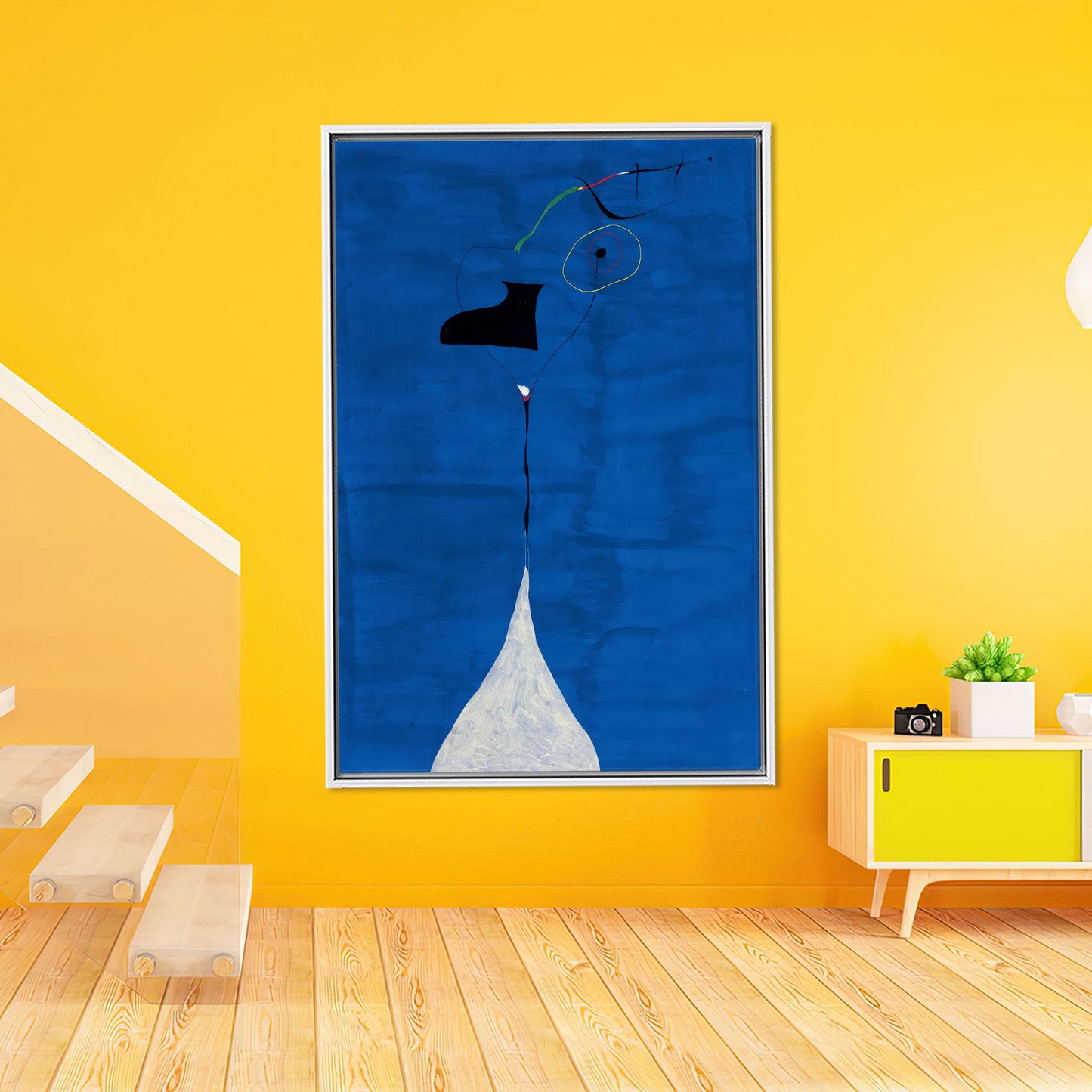 Abstract Blue Joan Miró Style Canvas Print