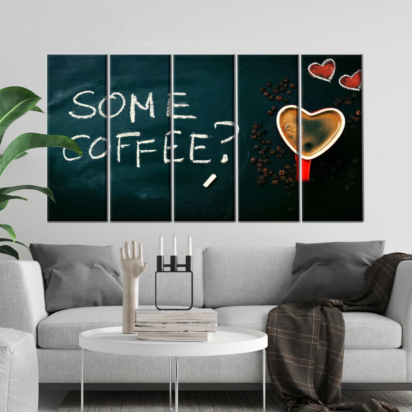Coffee Quote Heart Cup Chalkboard Canvas Print