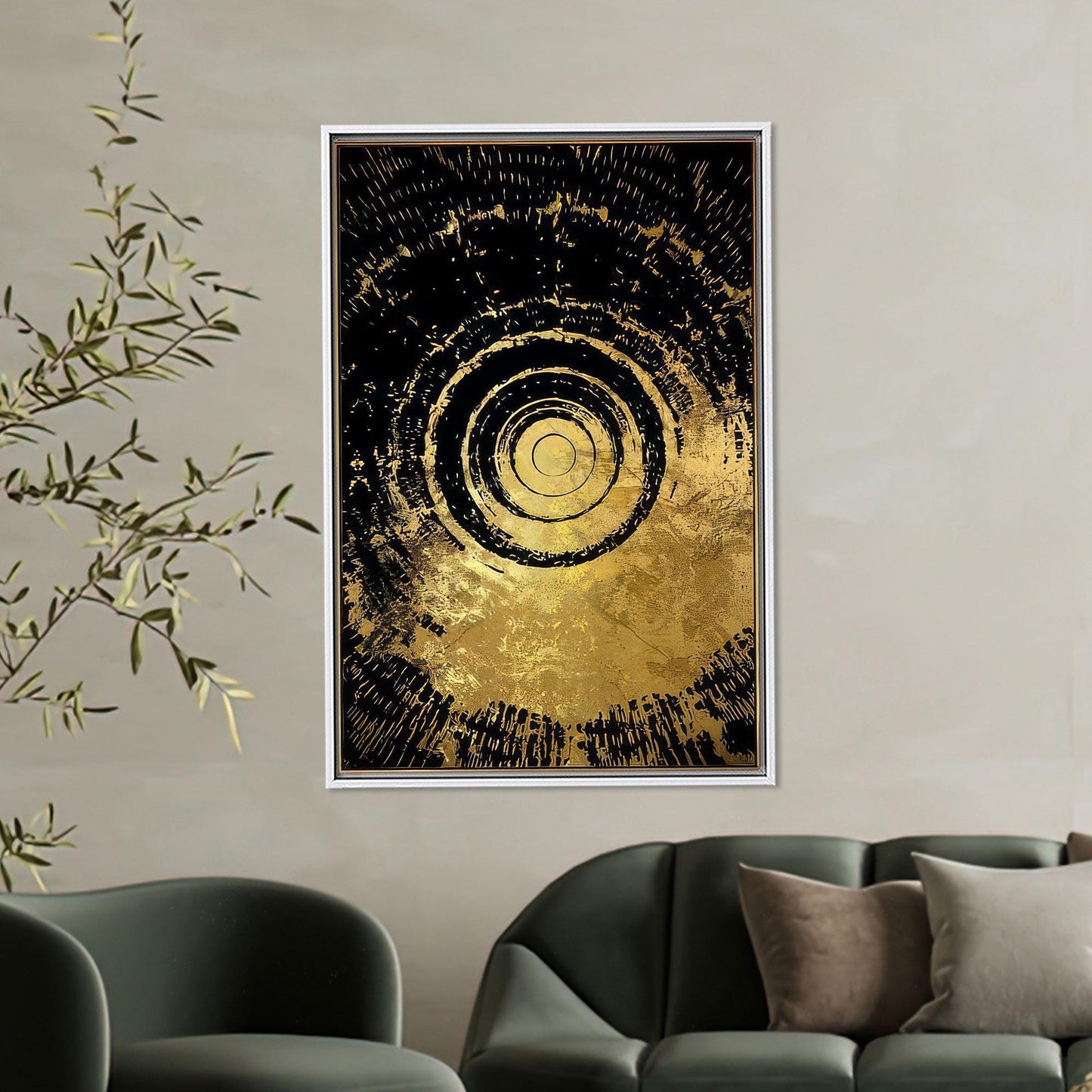 Black Circle Abstract Geometric Rings Canvas Print