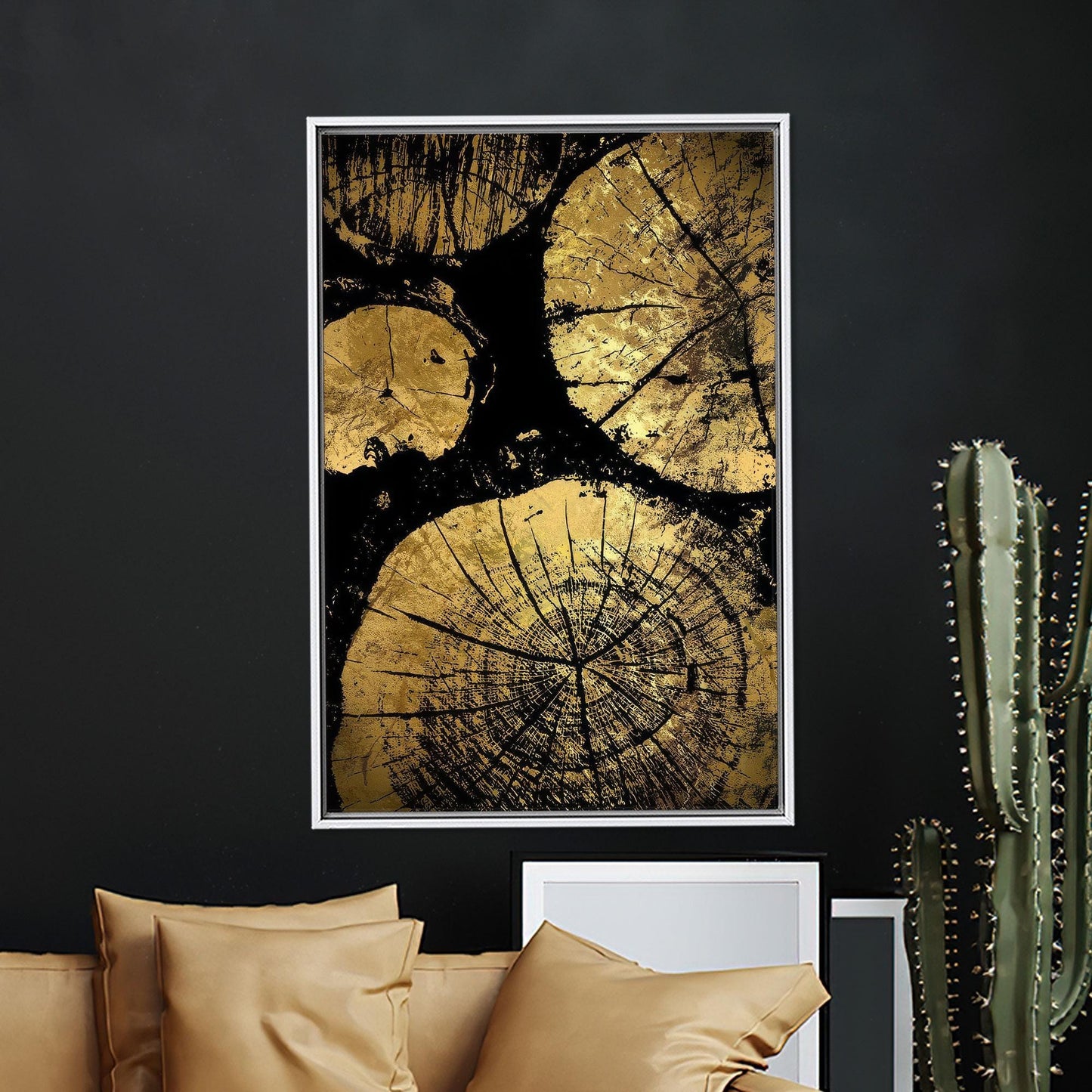 Black and Gold Tree Rings Canvas Print