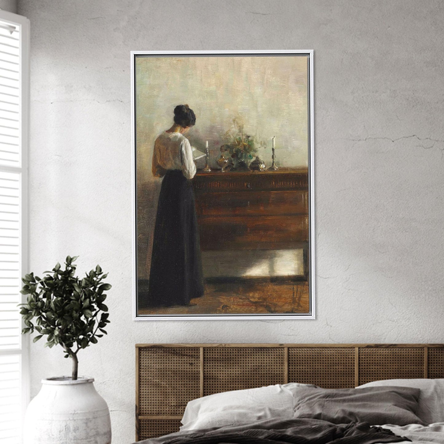 Vintage Realism Woman at Dresser Canvas Print
