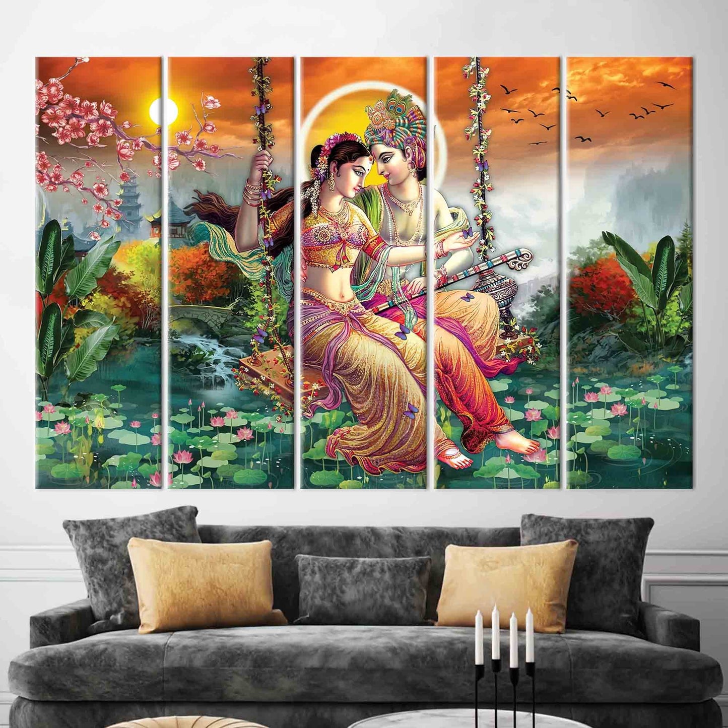Radha Krishna Hindu Vibrant Indian Canvas Print