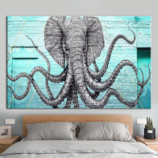 Modern Canvas Print: Graffiti Wall Art with Elephant Artwork