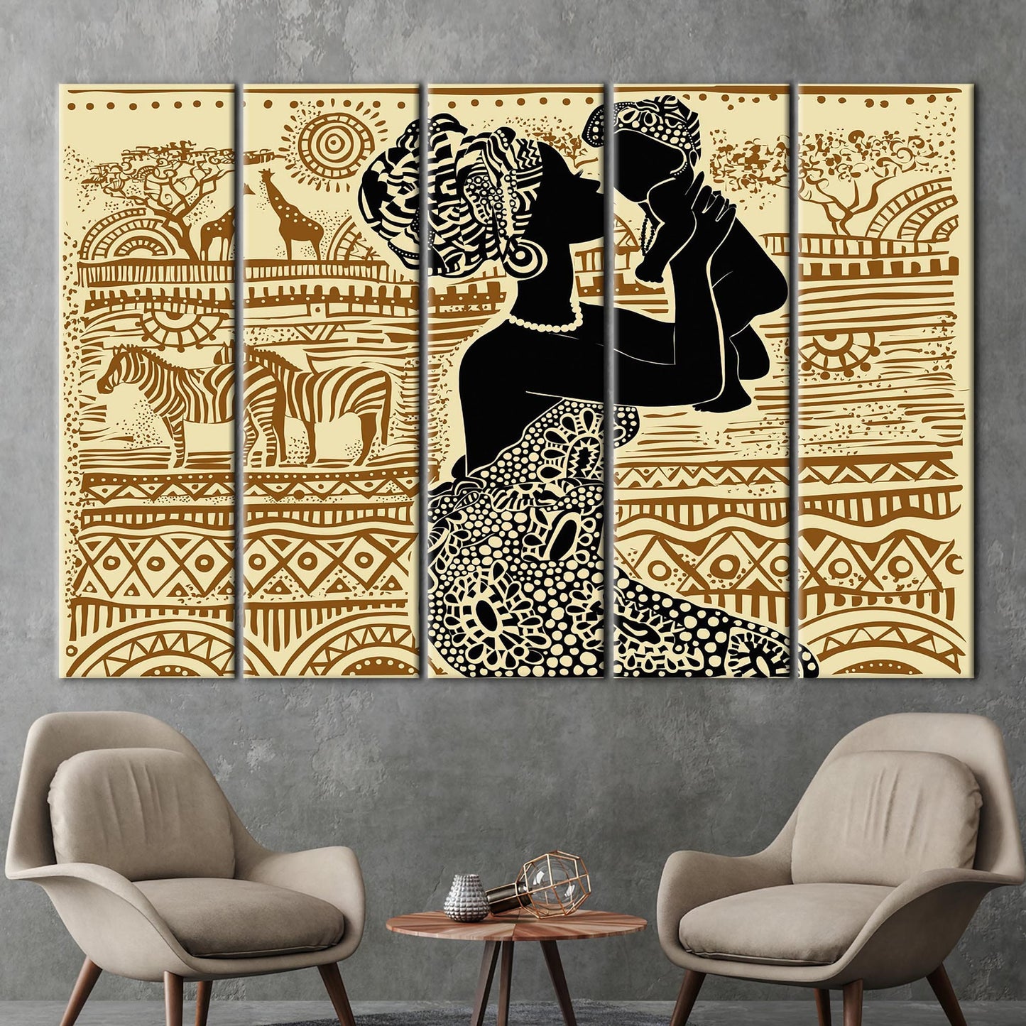 African Woman Abstract Ethnic Patterns Canvas Print