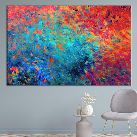 Modern Red Art Canvas Print - Abstract Colorful Wall Decor, Contemporary Printed Canvas
