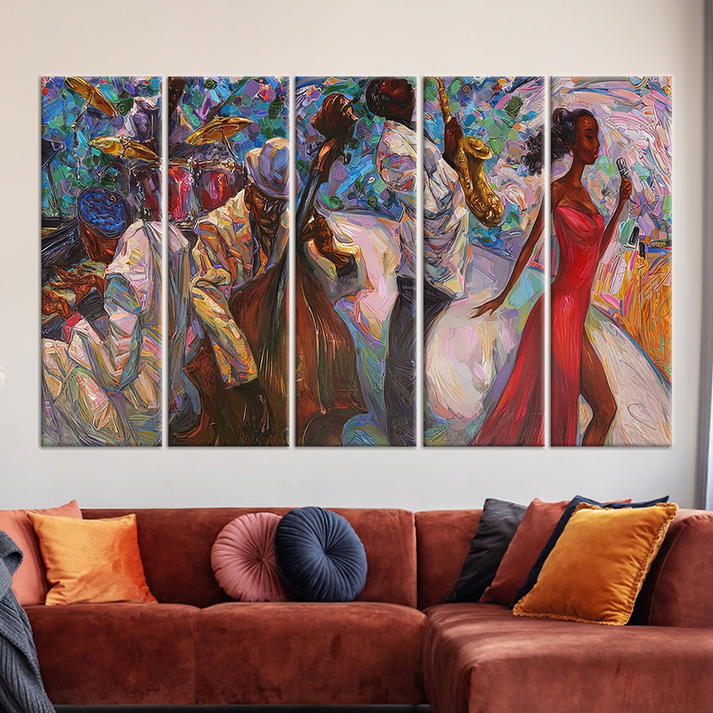 African Pianist Jazz Musicians Oil Canvas Print