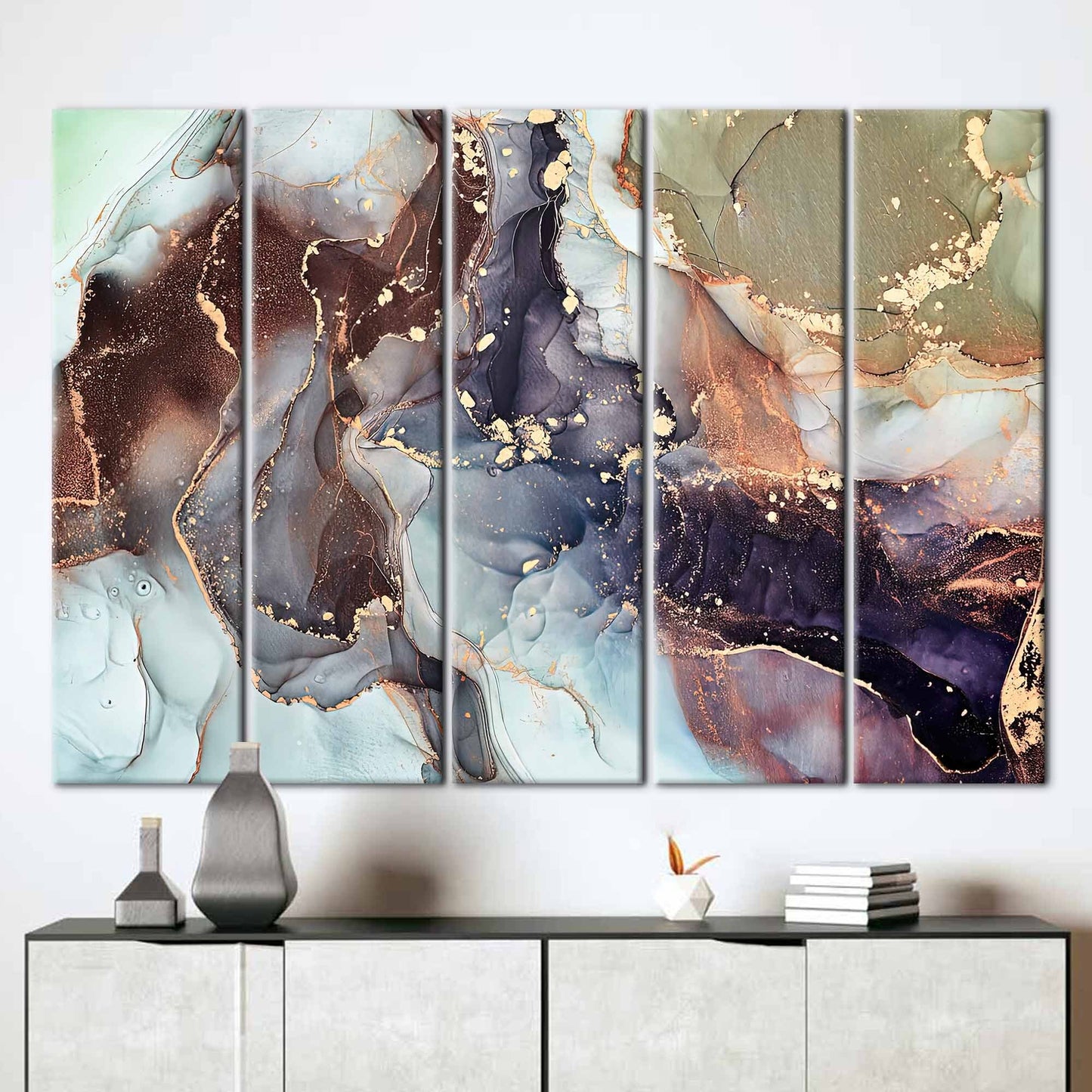 Gold Marble Alcohol Ink Shimmery Canvas Print