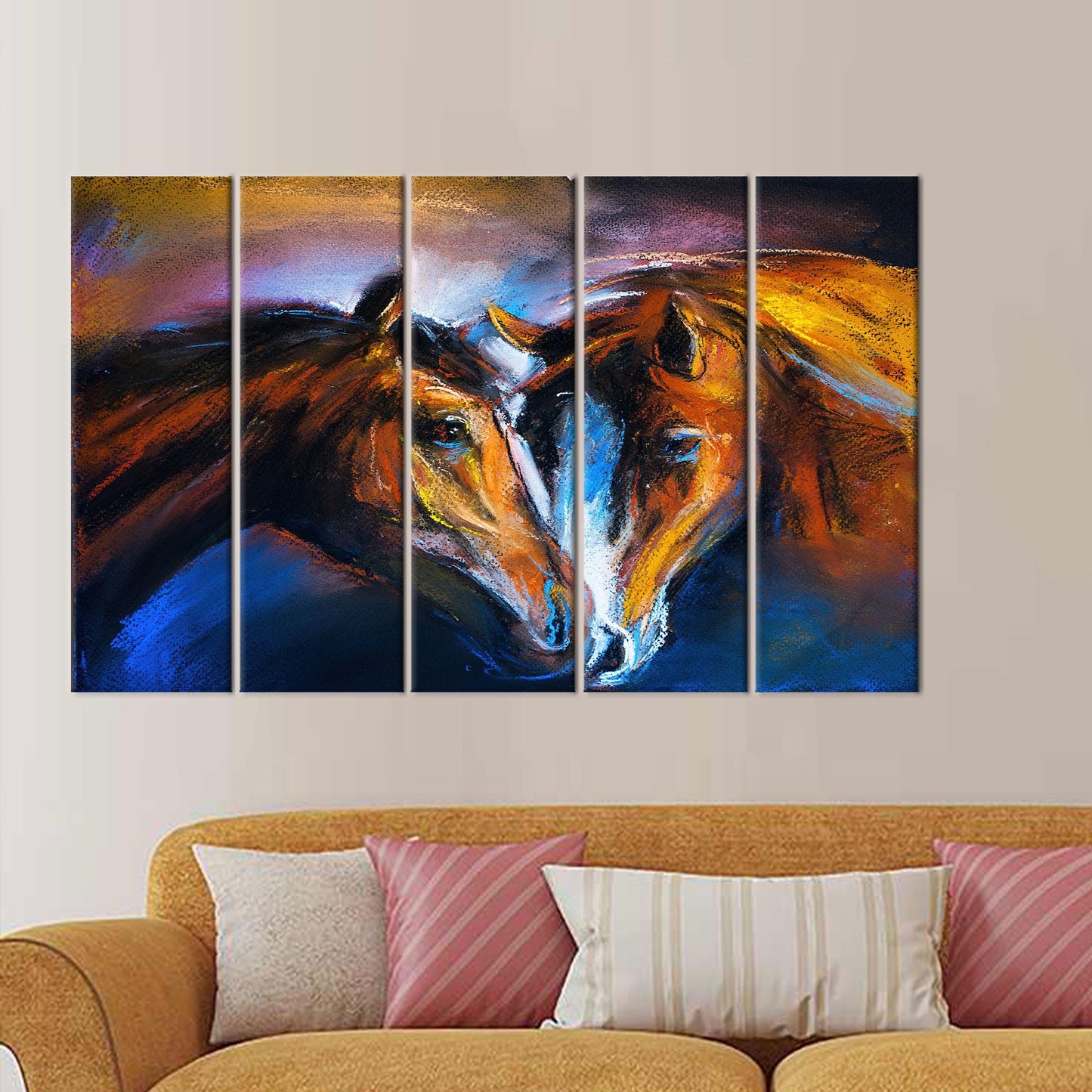 Abstract Horse 3D Canvas Print - Bridesmaid Gift, Animal Art, Two Horses Painting
