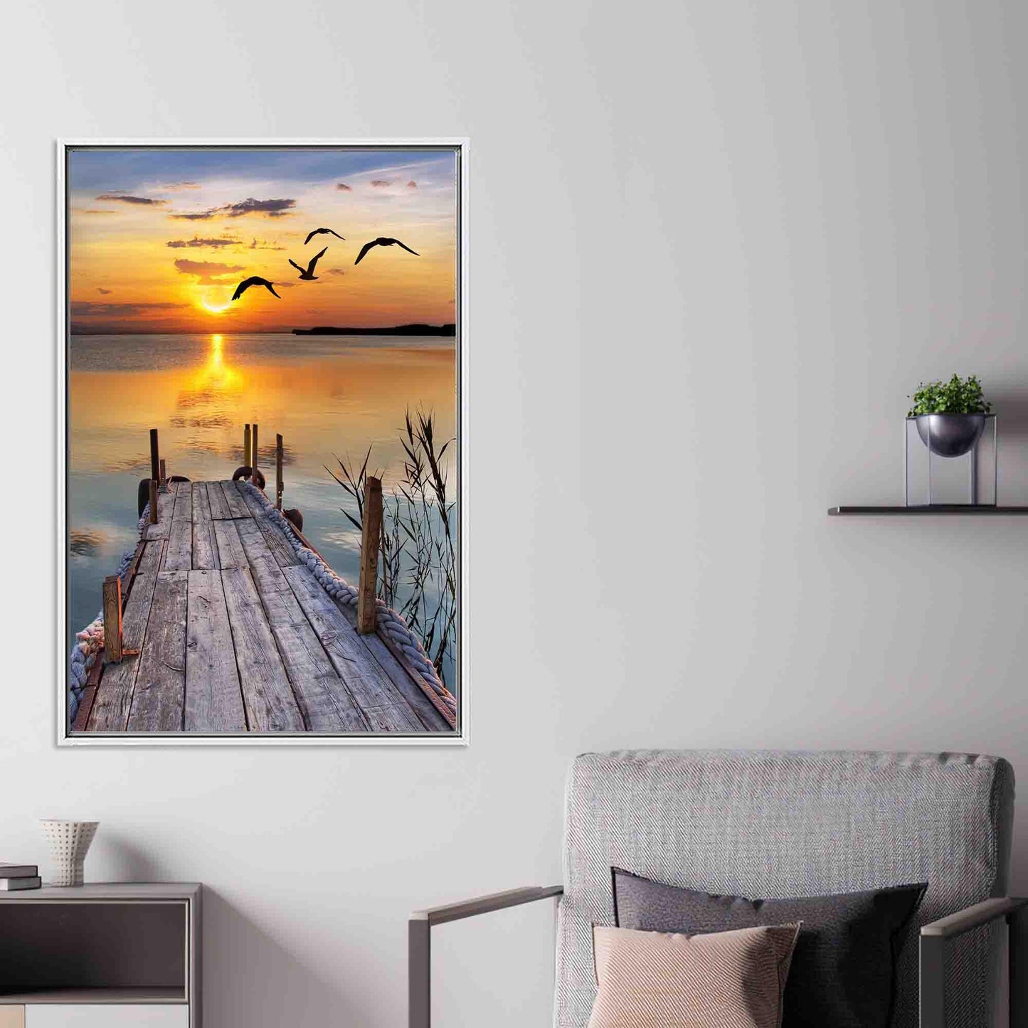 Sunset Sea Wall Art Canvas, Landscape Printed Canvas Poster, Personalized Wedding Gift