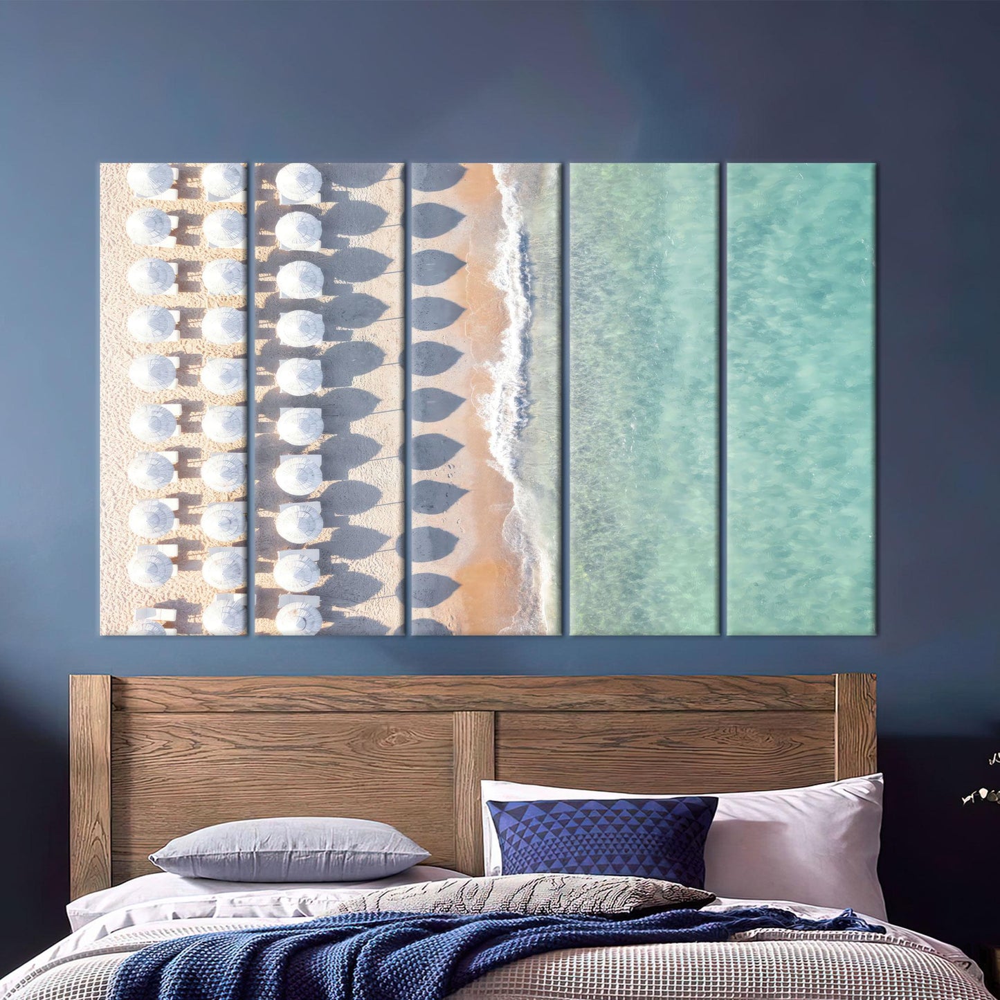 Beach Umbrellas Coastal Sea Box Canvas Print