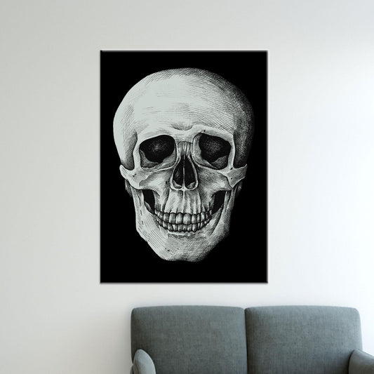 Modern Black Skull Artwork Canvas Print, Man Cave Wall Decor, Personalized Gift for Dad