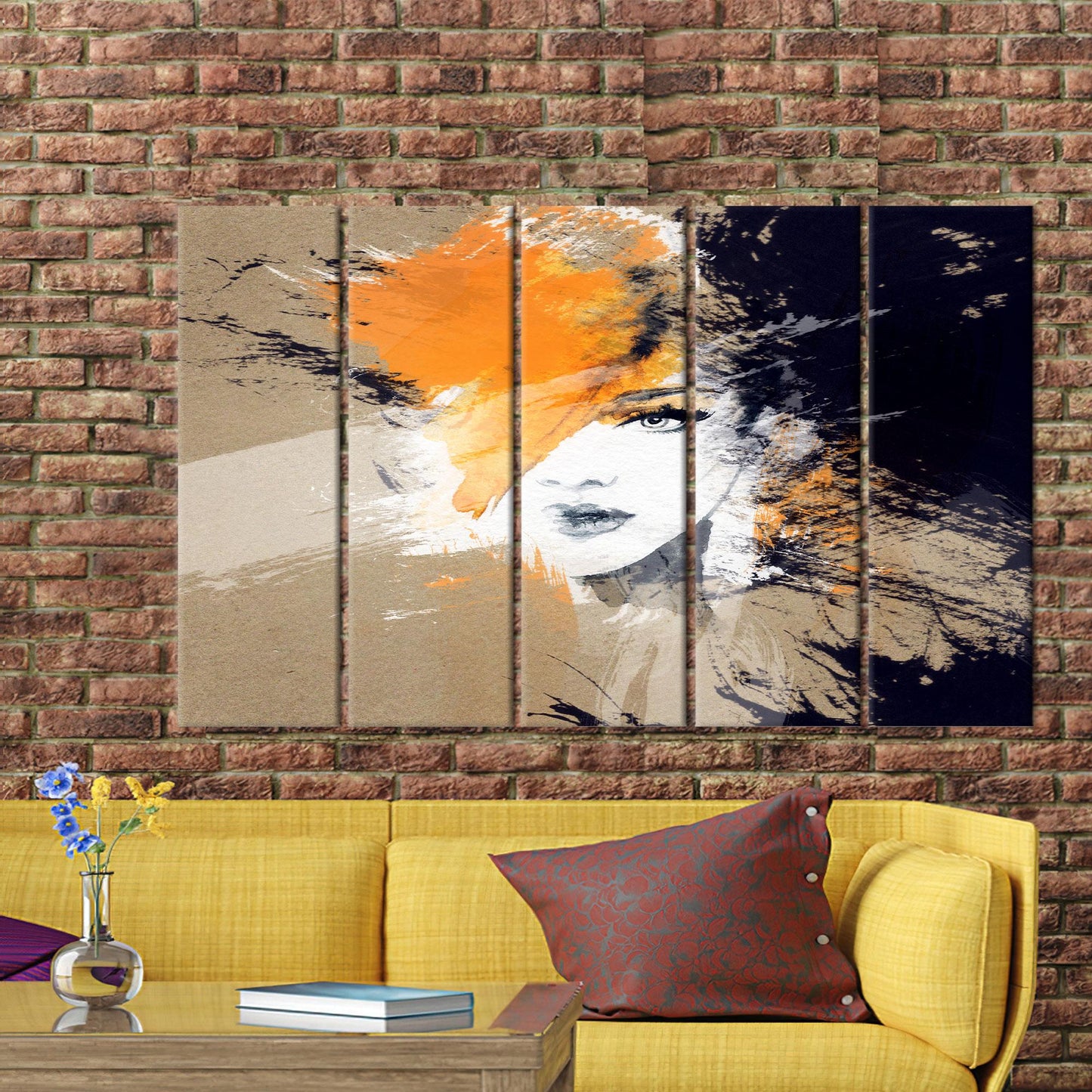 Brown Woman Painting Minimalist Office Canvas Print