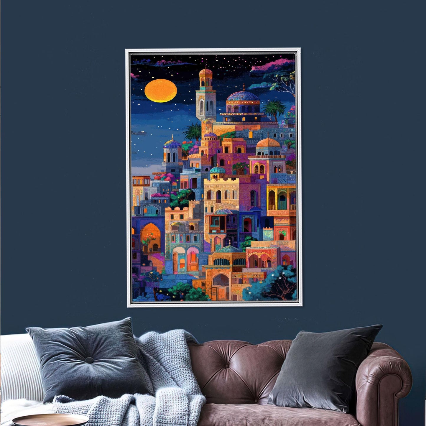 Colorful Arabian City Boho Night Canvas Print