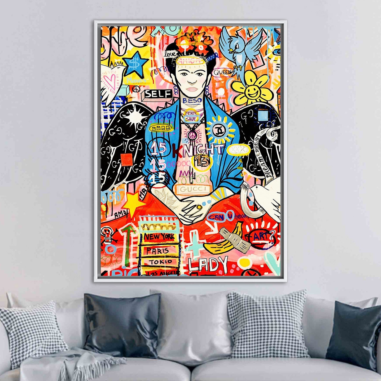 Frida Kahlo Graffiti Canvas Print
