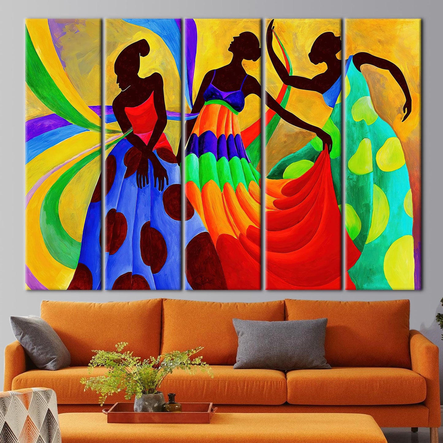 African Dancers Painting Ethnic Women Canvas Print
