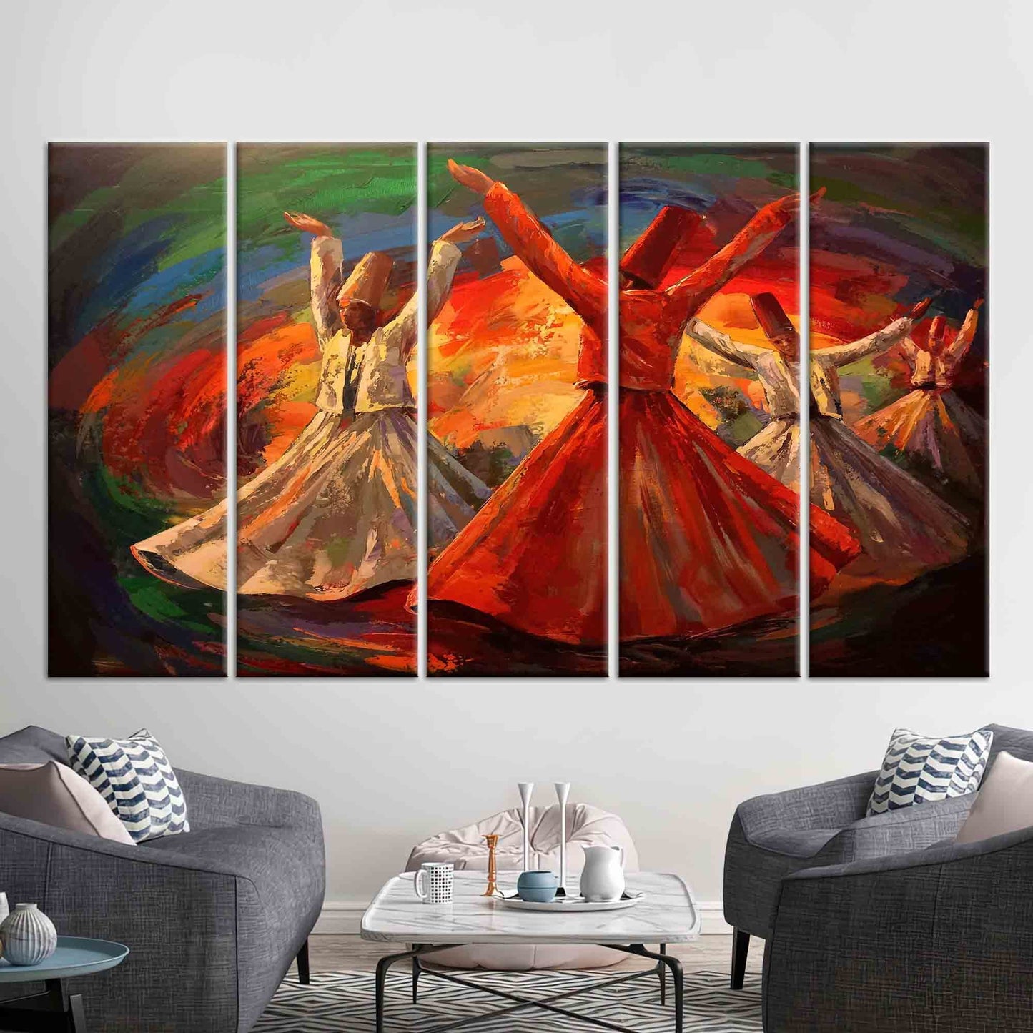 Whirling Dervish Oil Painting Muslim Canvas Print