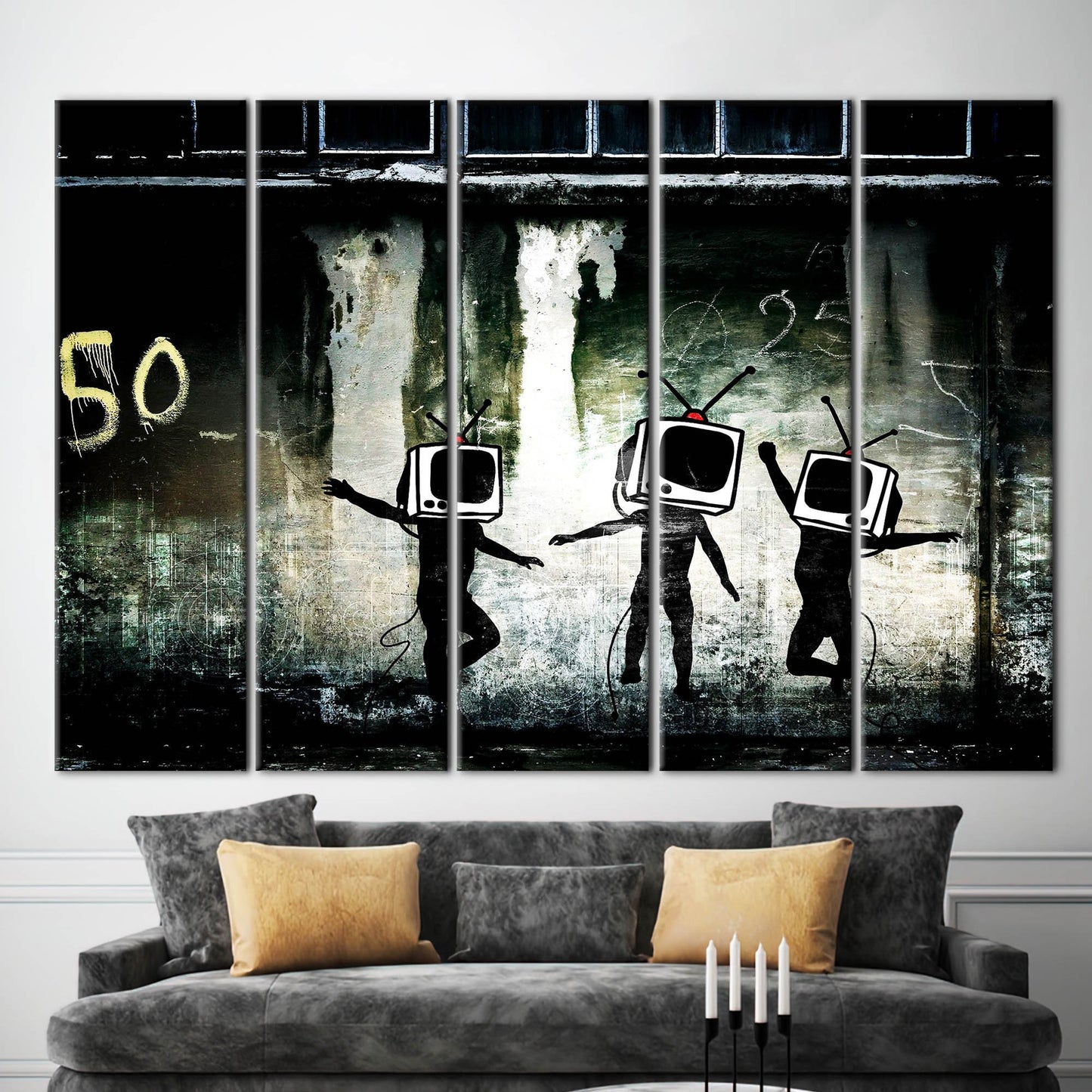 Graffiti-style TV Head Street Bold Canvas Print