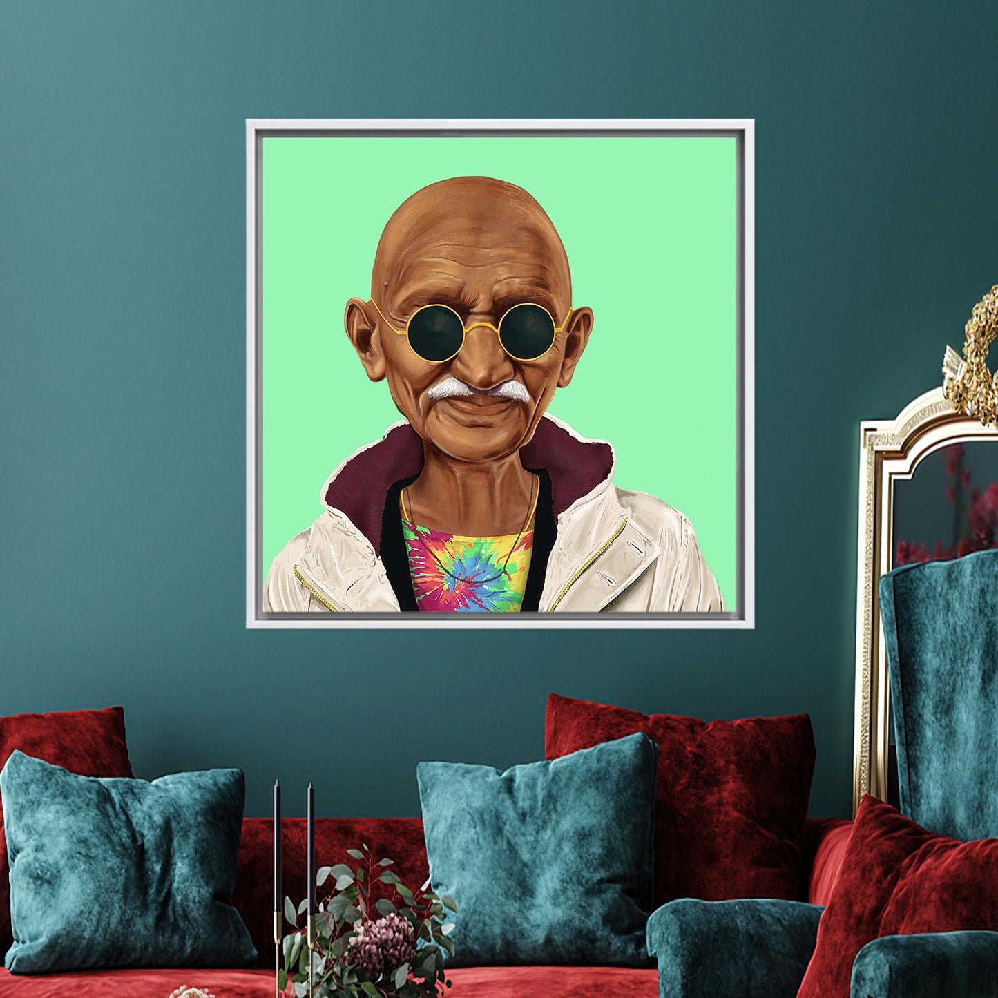 India Peace Hipster Mahatma Gandhi Canvas Print