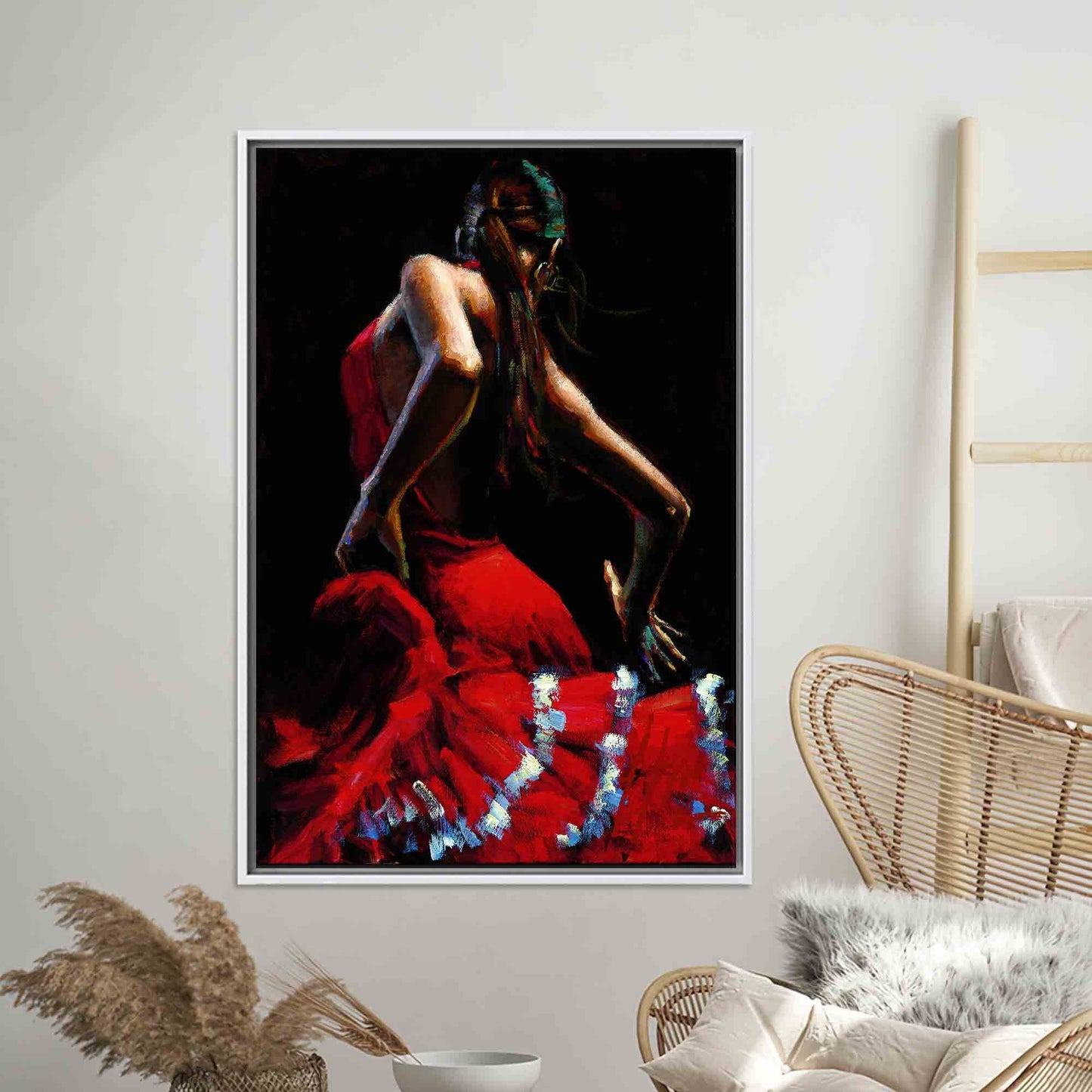Spain Style Flamenco Dancer Vibrant Canvas Print