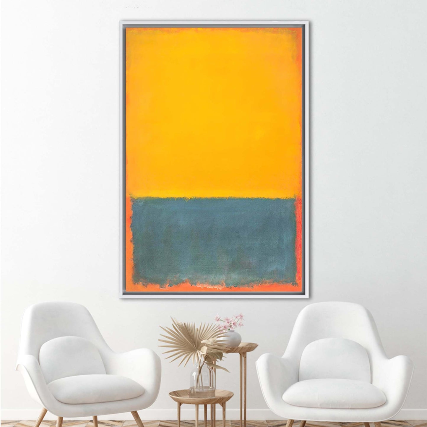 Yellow and Gray Printed Canvas Art, Abstract Wall Decor, Mark Rothko Style Canvas Print