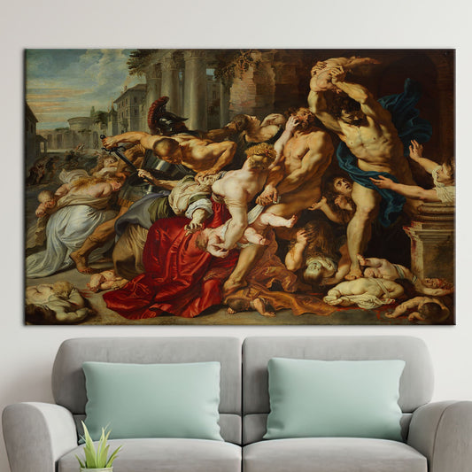Vintage Massacre of the Innocents Baroque Art Oil Painting Canvas Print, Classic Reproduction