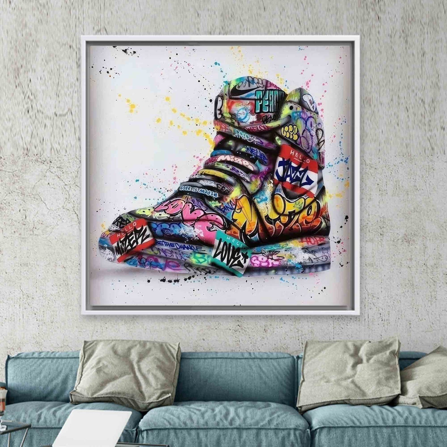 Sneakers Graffiti Box Colorful Shoes Canvas Print
