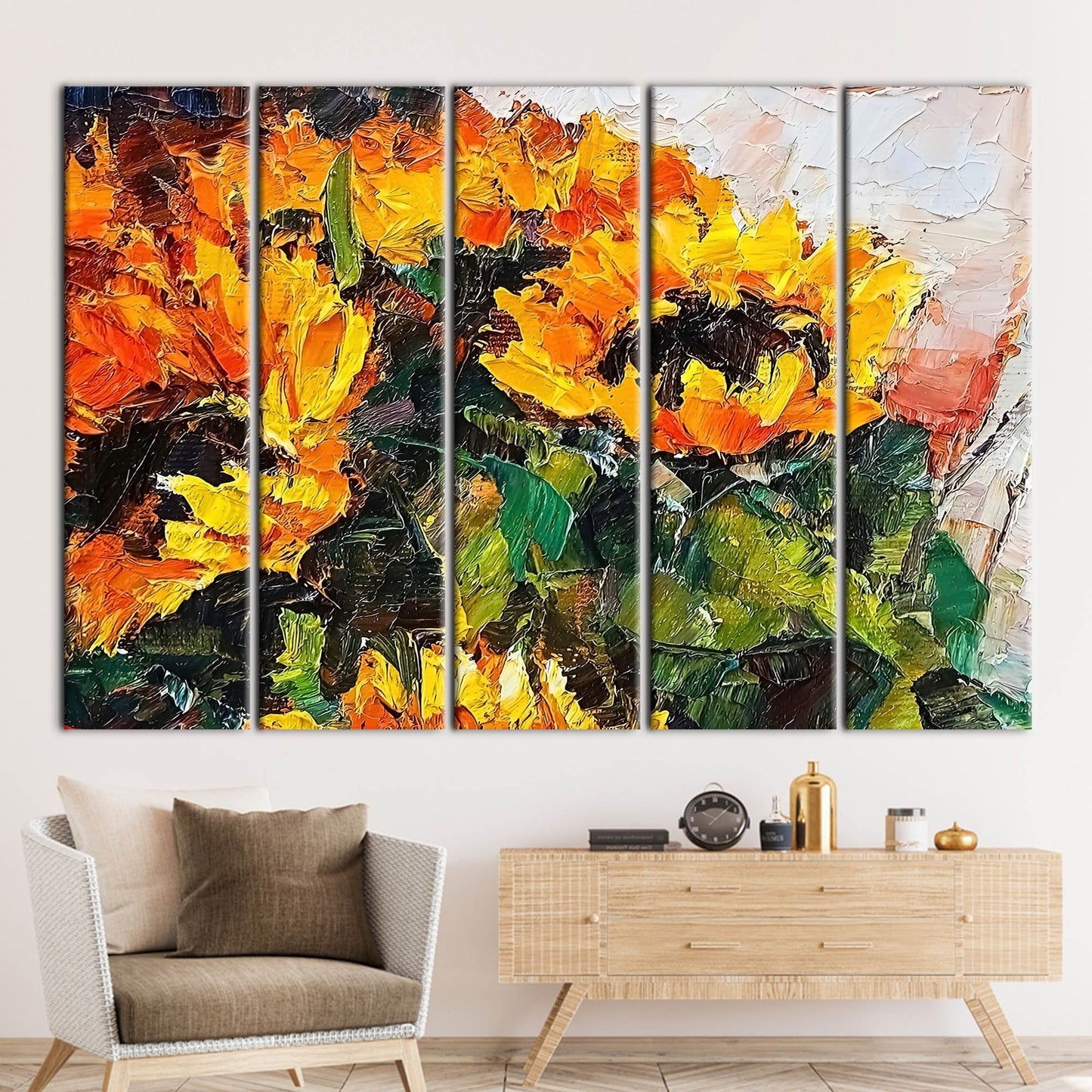 Bouquet Sunflower Painting Flower Abstract Canvas Print