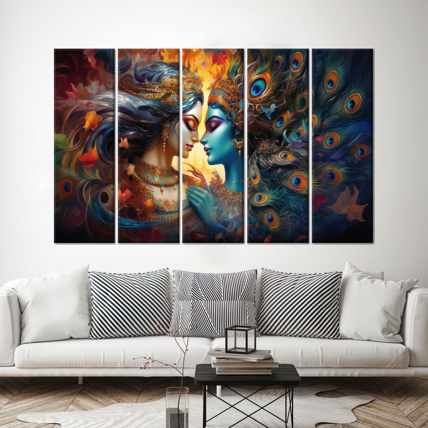 3D Krishna Radha Hindu Minimalist Canvas Print