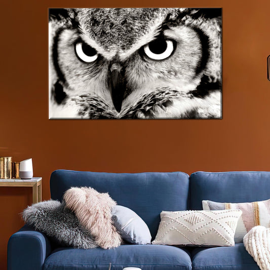 Black and White 3D Owl Lover Wall Art Canvas Print, Personalized Animal Gift for Mom or Dad