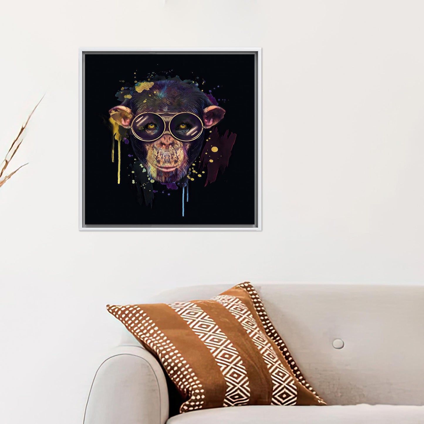 Black Wise Monkey Halloween Canvas Print