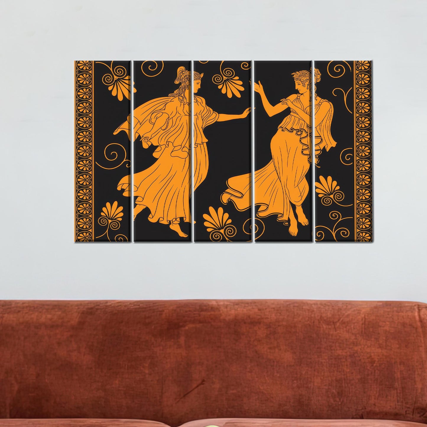 Floral Greek Girls Tunics Ancient Canvas Print