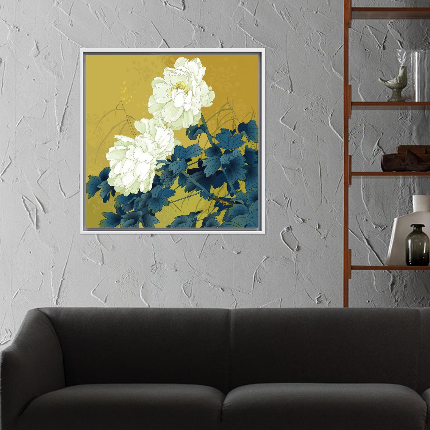Japanese Flowers Floating Abstract Canvas Print