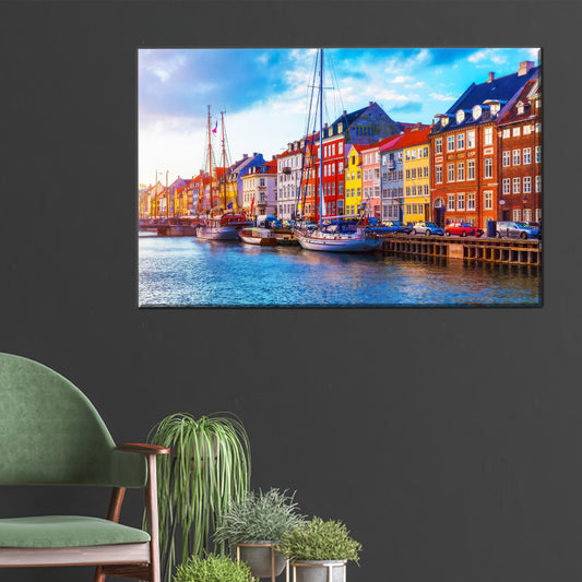 Denmark Landscape Canvas Decor: Copenhagen View Printed Canvas Art, Personalized Gift