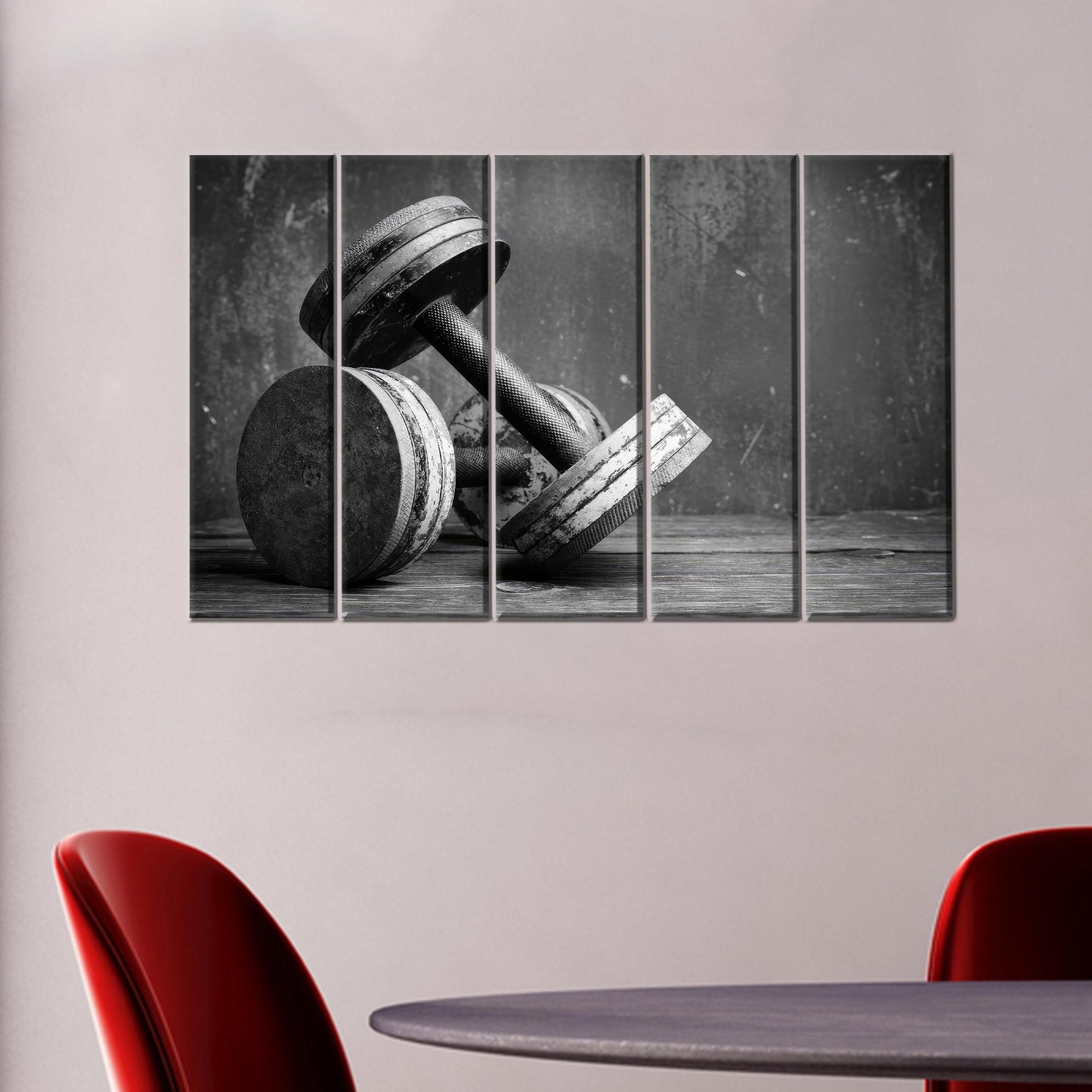 Black and White Dumbbells Hangings Canvas Print