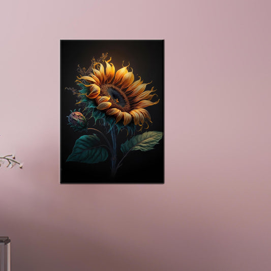 Modern Sunflower Canvas Print for Kitchen Decor - Botanical Canvas Gift for Her