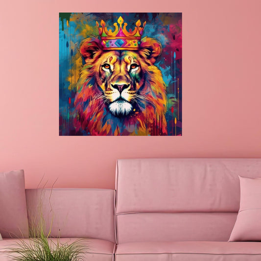 Modern Animal Art Canvas Print: Personalized Lion Wall Art for Him
