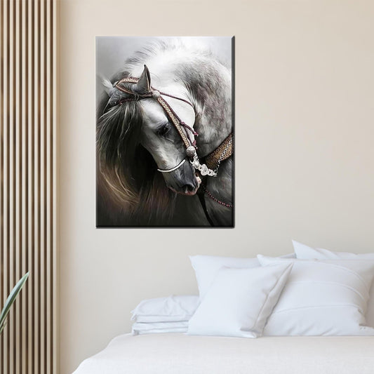 Modern Horse Art Canvas Print, Large Farmhouse Decor, Christmas Gift, Personalized Wedding Art