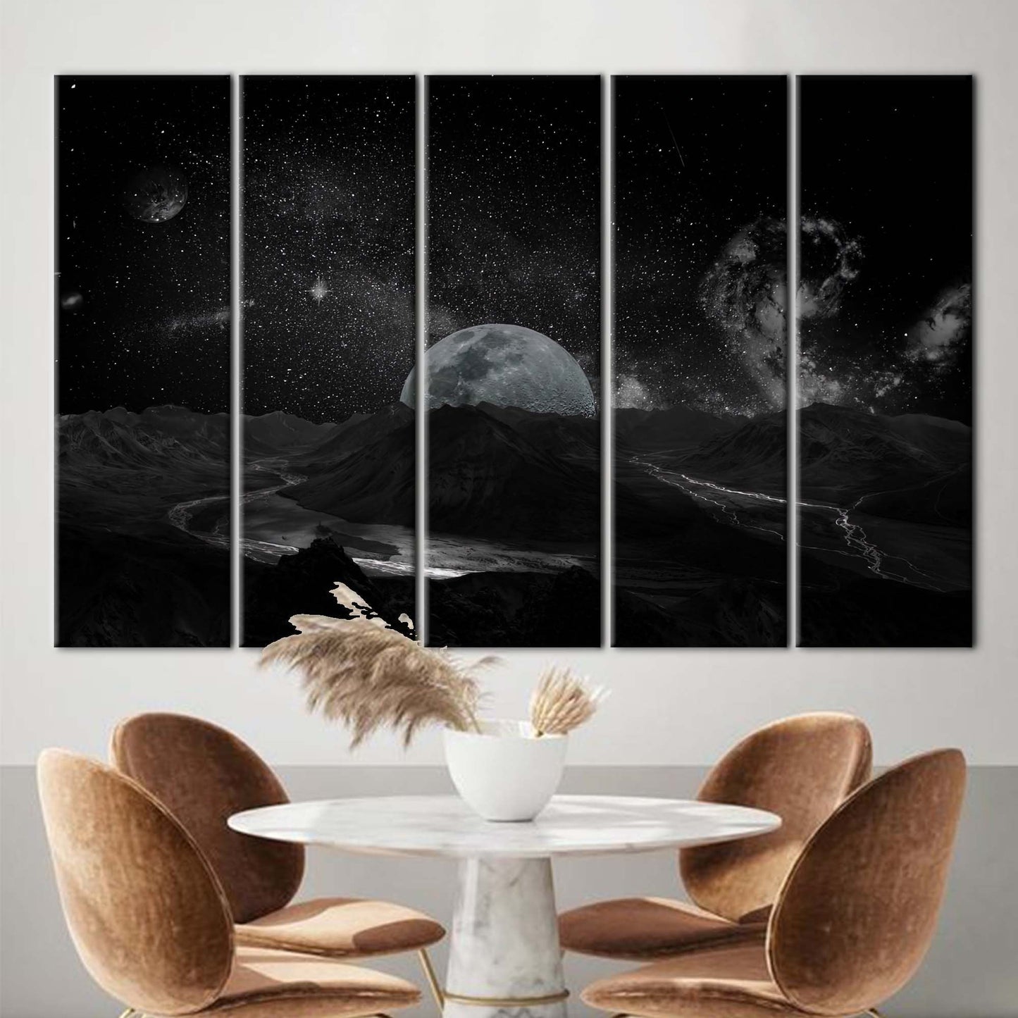 Starry Sky Landscape Galaxy Canvas Print