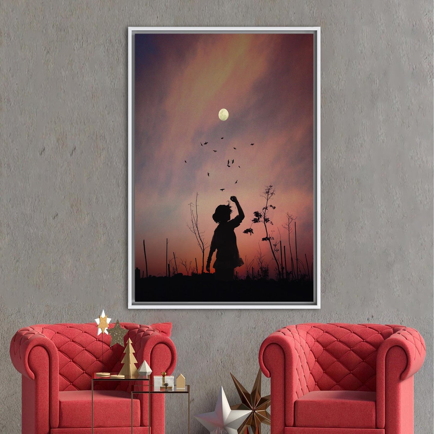 Sky Sunset and Moon Landscape Canvas Print