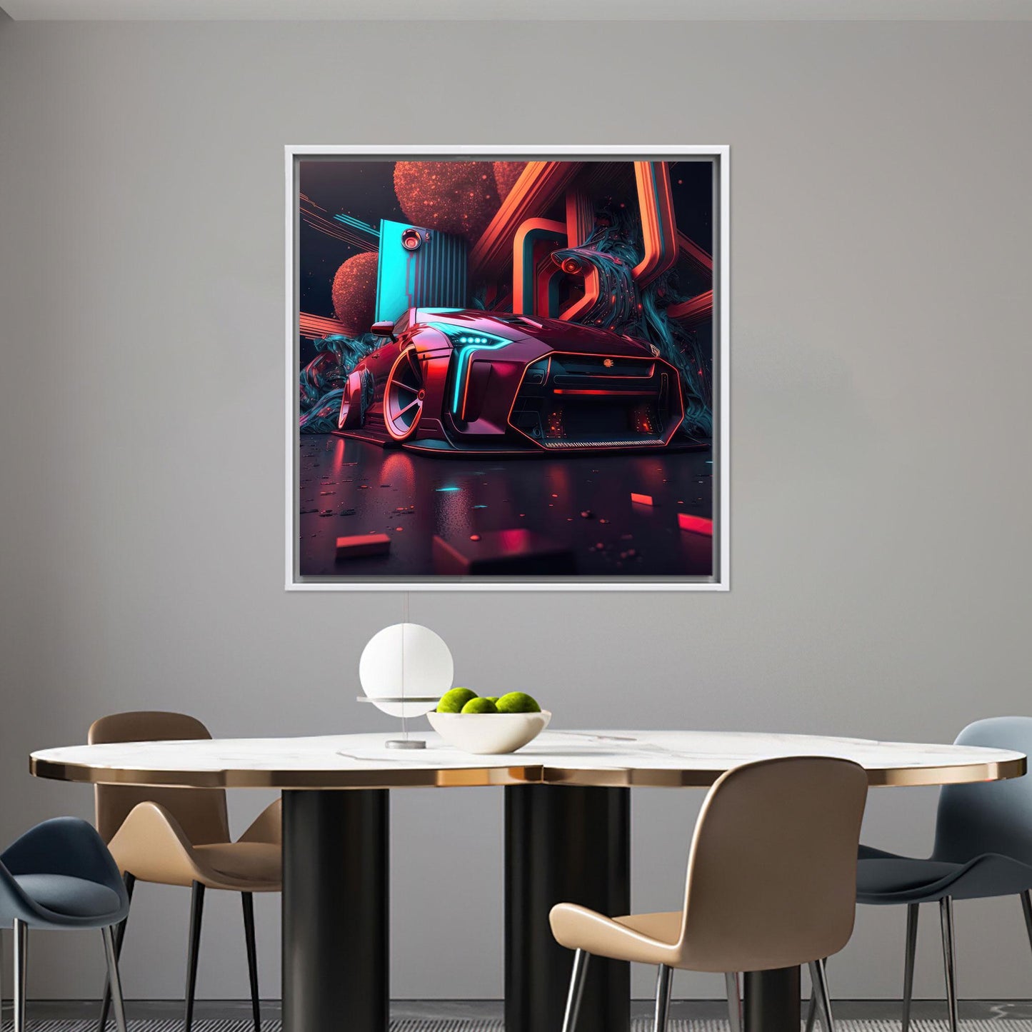 Modern Cyberpunk Car Canvas Decor, Futuristic Grit Canvas Art, Neon Dreams Wall Art, Personalized