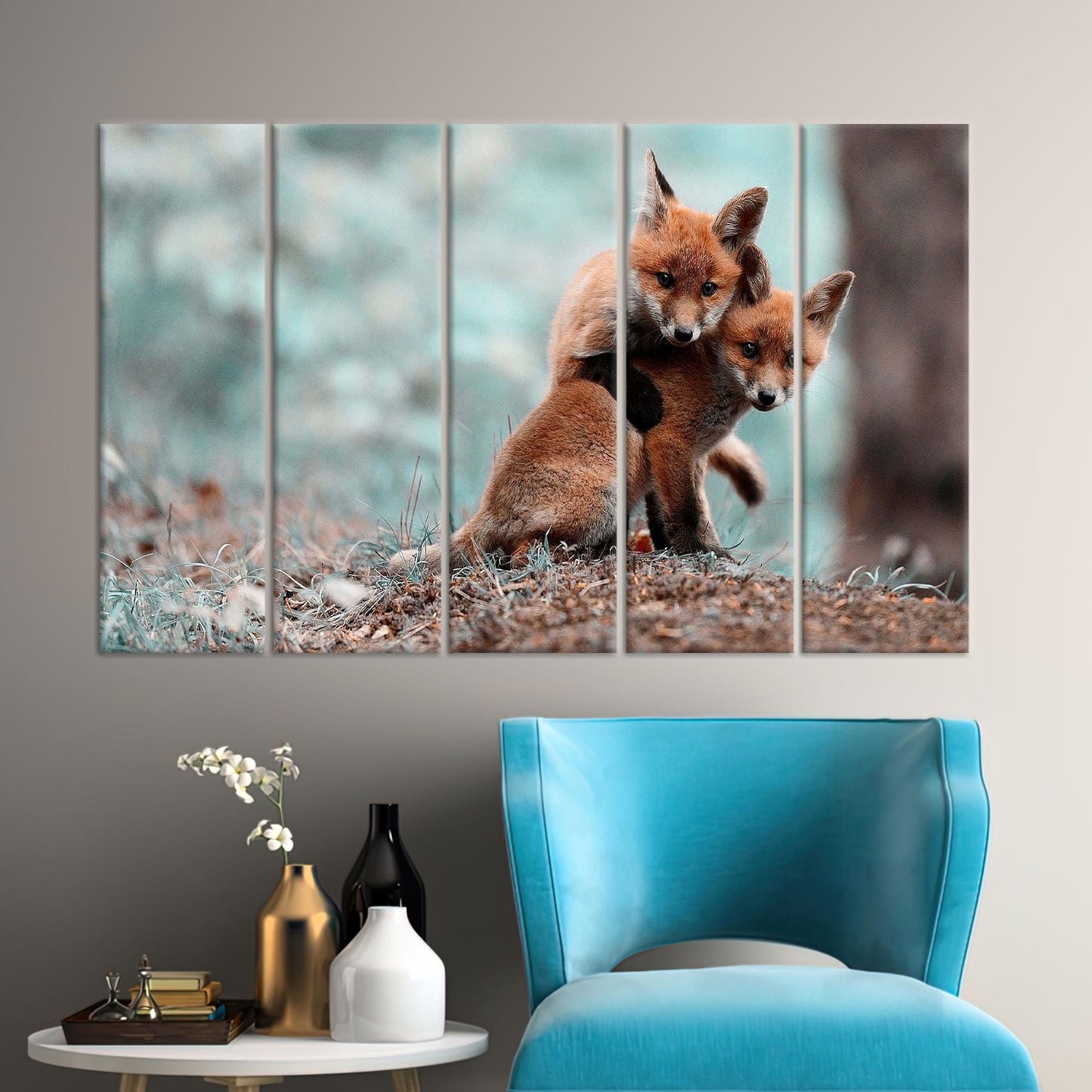 Fox Art Canvas: Personalized Baby Gift, Fox Lover Wall Decoration, Cute Animal Canvas Decor